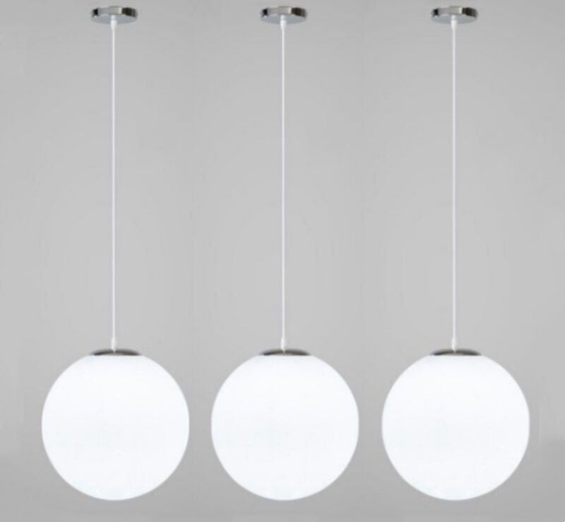 Modern Industrielle Pendelleuchte Kreative Runde Hängeleuchte Glas Opal weiß Kronleuchter 3 Stücke Ø25CM