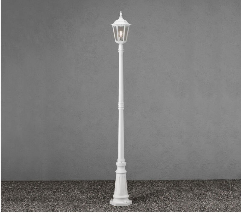 Konstsmide - Mastleuchte /Wegeleuchte firenze, Aluminium weiß, inkl. Pfahl und Fundament