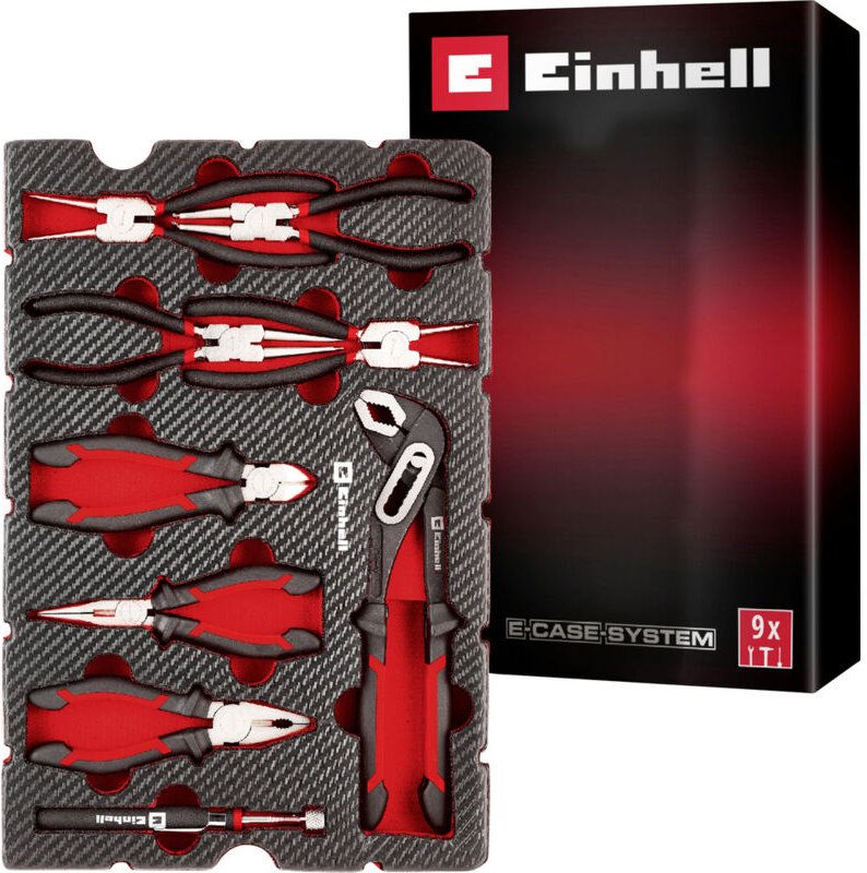 Einhell Zangen-Set 9-tlg.Einleger Pad 370522 Einlage Rot-Schwarz