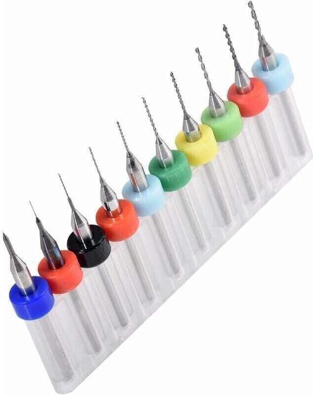 BEBUSINGOTO 10 Stück Mini-Leiterplattenbohrer, 0,1–1,0 mm, Spiralnut aus Hartmetall, Mikrobohrer aus Hartmetall, Drehwer...