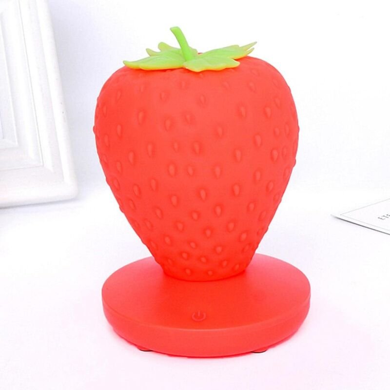 Veilleuse Veilleuse pour enfant en forme de fraise en silicone avec changement de couleur - Rechargeable par USB - 3 mod...