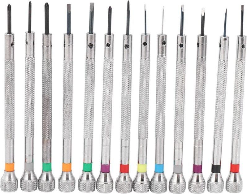 0,6 Mm-2,0 Mm 13 Stücke Neue Uhrmacher Schraubendreher Set Uhr Gläser Flache Klinge Sortiment Schlitz Flach Schrauben Dr...