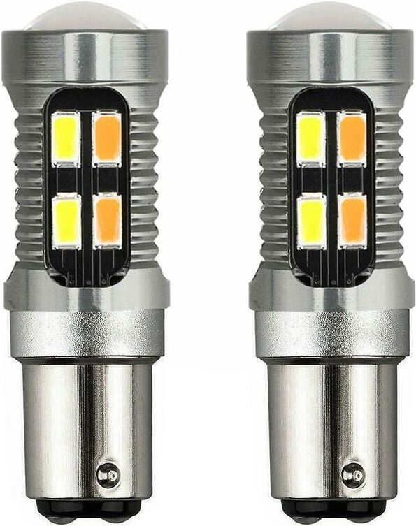 Woosien - 2x led Light Dual Color Bulb 1157 Bay15d P21/5w 5630 20smd Canbus Car Brake Reverse Lamp Turn Signa
