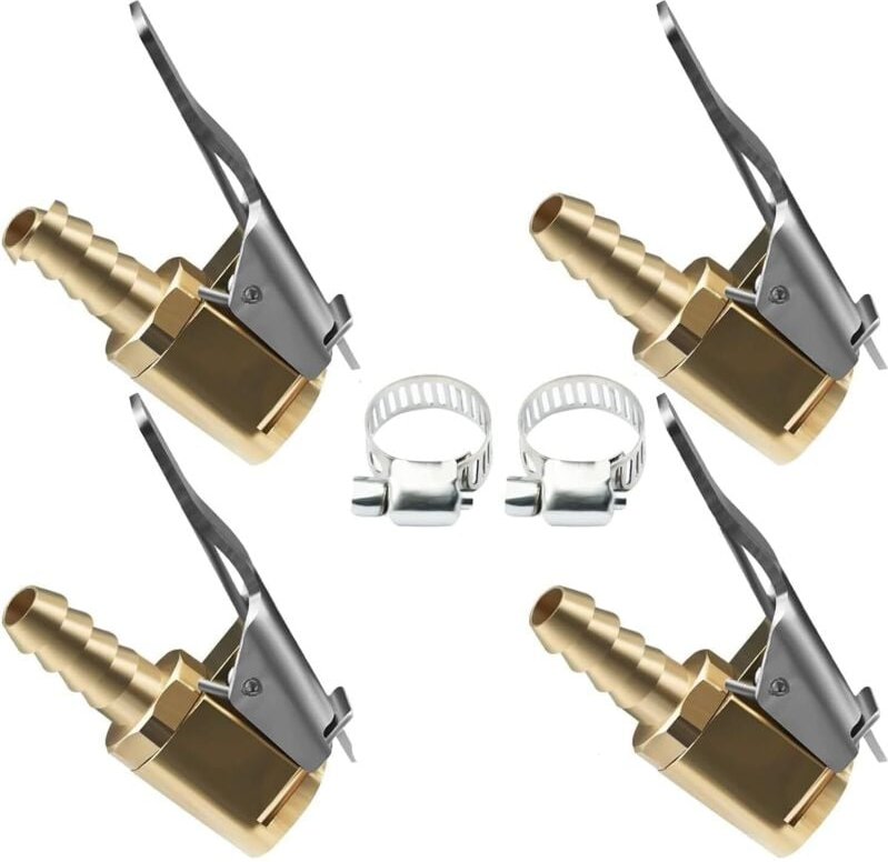 4 Stück 8mm Messing Autoventil Hebelstecker, Mit 1/4 inch npt Gewinde Air Chuck Reifenfüllnippel, Für Druckluftschlauch ...