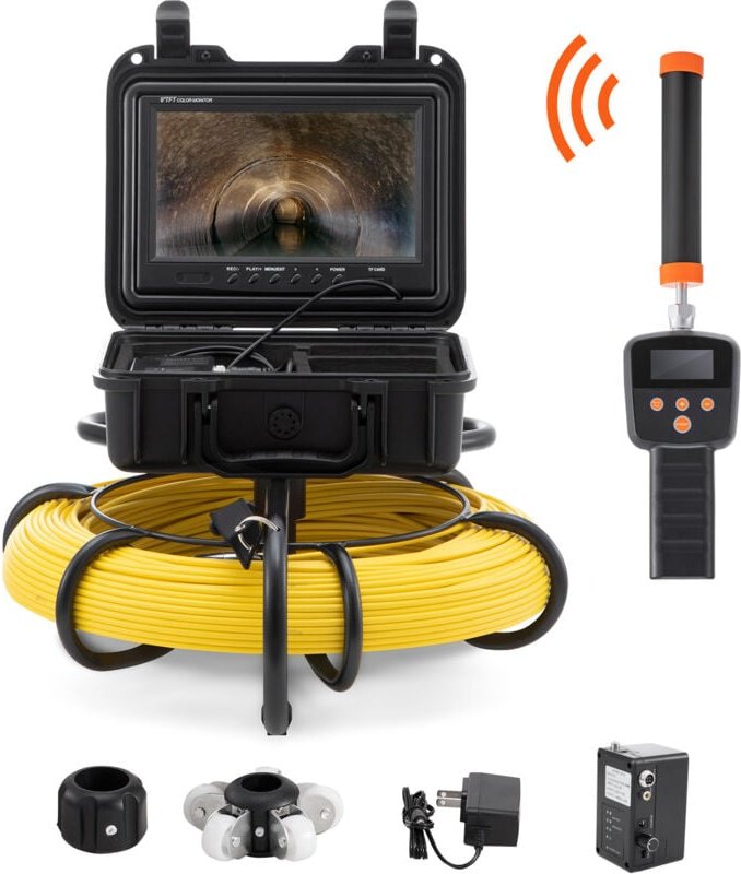 Kanalisationskamera Rohrinspektionskamera mit 512hz Sonde, 9in 720p Bildschirm, 300 ft - Mophorn