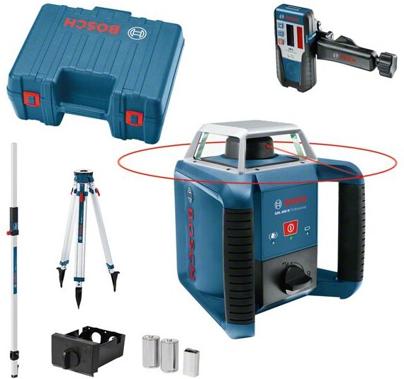 Bosch Rotationslaser grl 400 h mit Batterie gr 240 + lr 1 + Stativ im Koffer