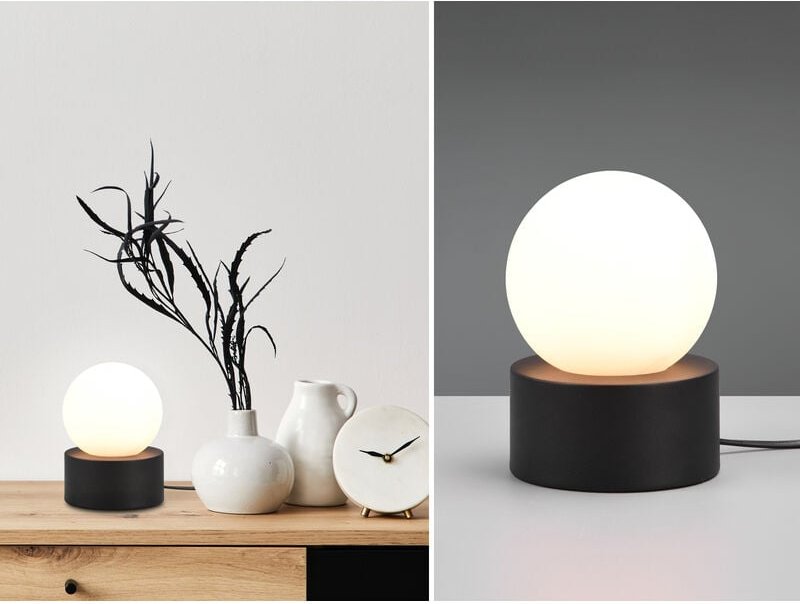 Reality Leuchten - Kleine Tischleuchte countess on-off Touch, Glaskugel Weiß Schwarz, Höhe 17cm