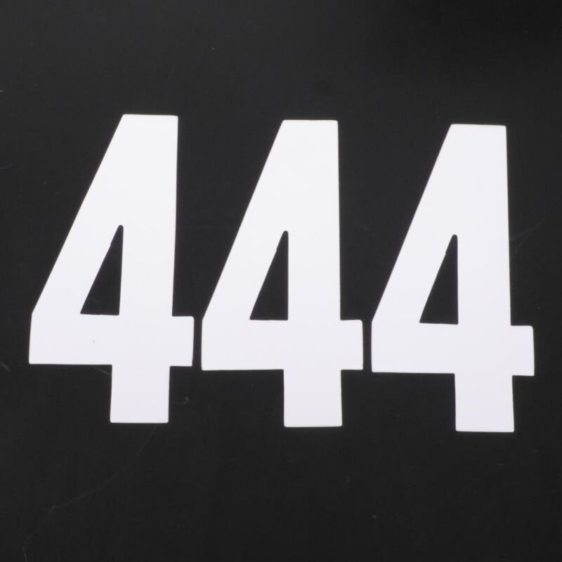 Lot von 3 Aufkleber Aufkleber Rennnummer weiß Zahl 4 vier