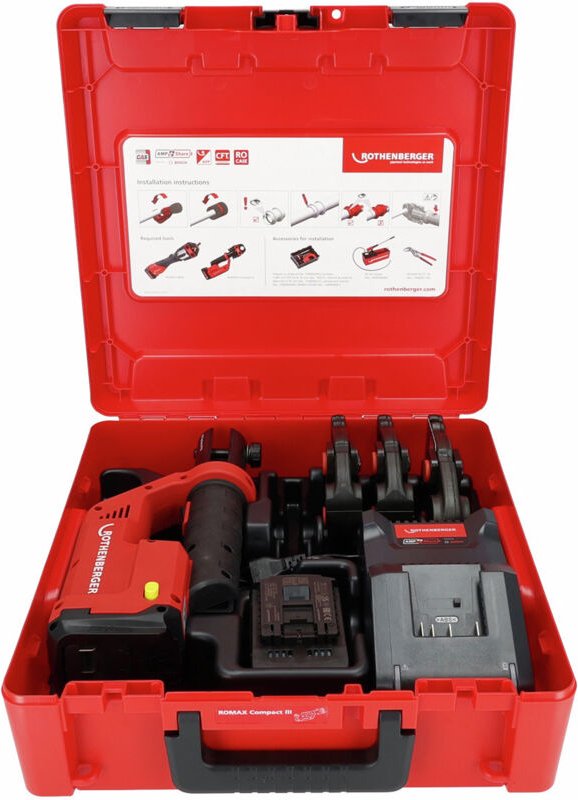 Akkupressmaschine romax 4000 Basic Set AMPShare Akku, Ladegerät, sv 15, 22, 28 mm 4 Ah 32 -34 kN 12 - 110 mm