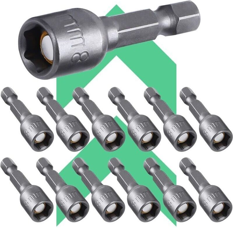 CSPARCV 12-teiliges Schraubendreher-Steckschlüssel-Adapterset, 8-mm-Sechskant-Bit-Set, 1/4-Zoll-Sechskant-Schraubendrehe...