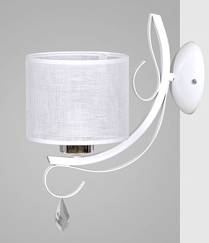 Wandleuchte E27 Weiß Stoff Metall Klassisch Wandlampe