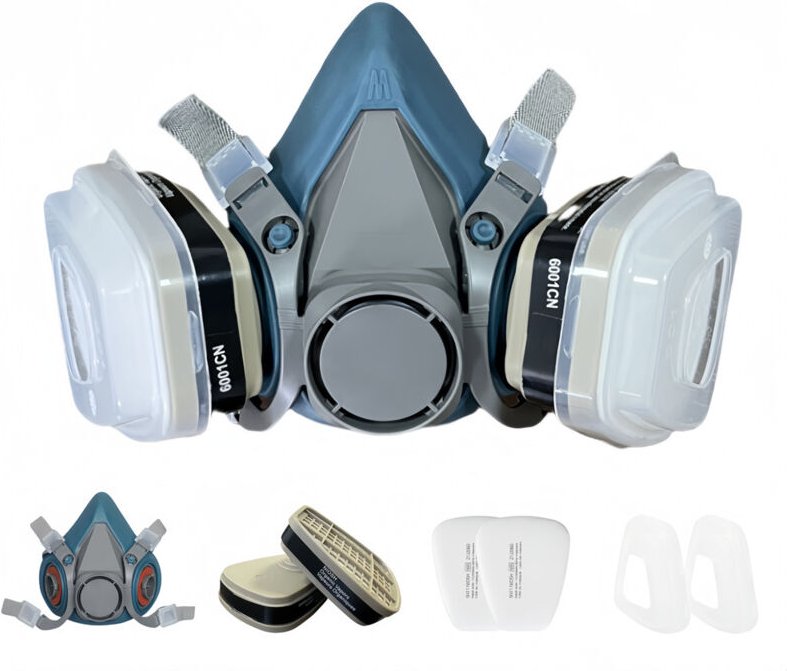 7-in-1 Industrie-Atemschutzmaske für Spritzlackierung, Schutzoverall, Schutzfilter, Staubmaske, Ersatzteil 7502