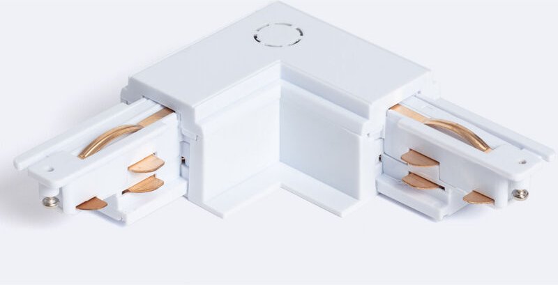 Ledkia - Verbinder 'Right Side' Typ l für 3-Phasenstromschiene dali Track Einbau Aluminium Weiß