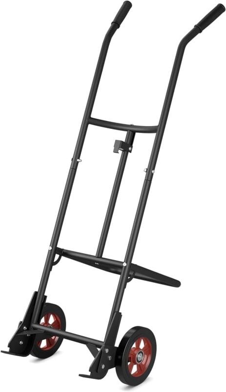 Costway - Fasskarre aus Metall, Sackkarre bis 545 kg, Fasswagen mit 2 Gummirädern, Transportkarre für Fässer mit Eva-Gri...