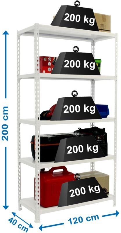 Simonrack Metallregal weiß 5 Ebenen 200 kg