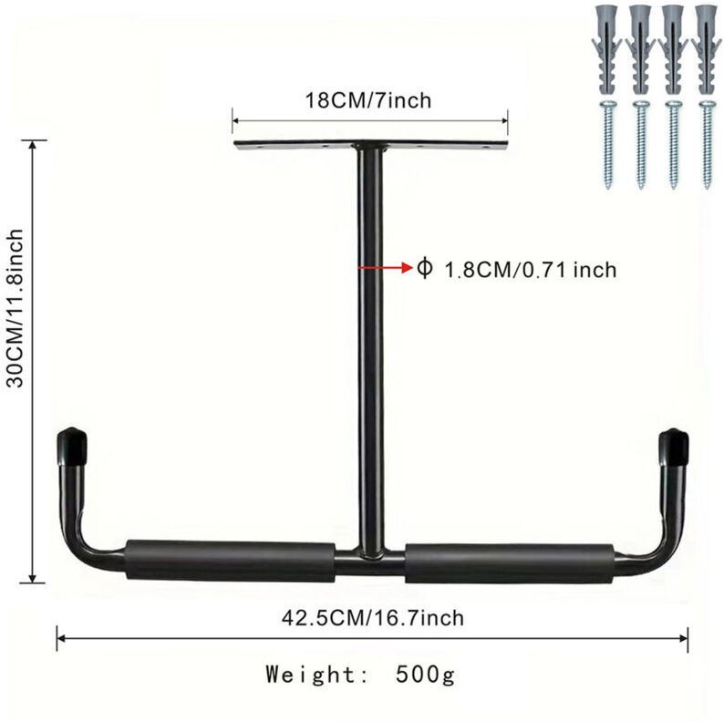 (2er-Pack, Schwarz) Stahl-Deckenhaken für Garagen, robustes Aufbewahrungssystem zum Aufhängen von Holz, Fahrrädern, Werk...