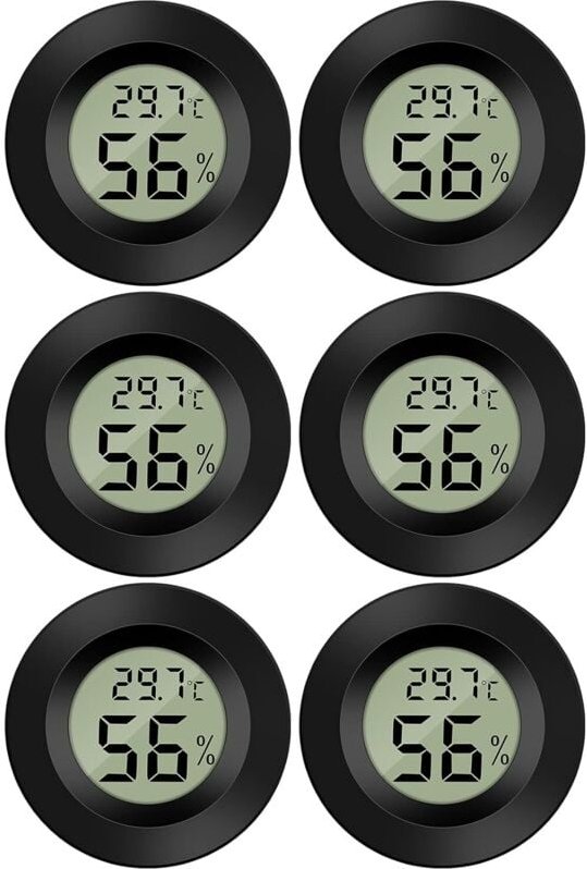 6 Stick Hygrometer Digital LCD Thermometer Monitor Hygrometer für Luftbefeuchter Luftentfeuchter Gewächshäuser Keller Ba...