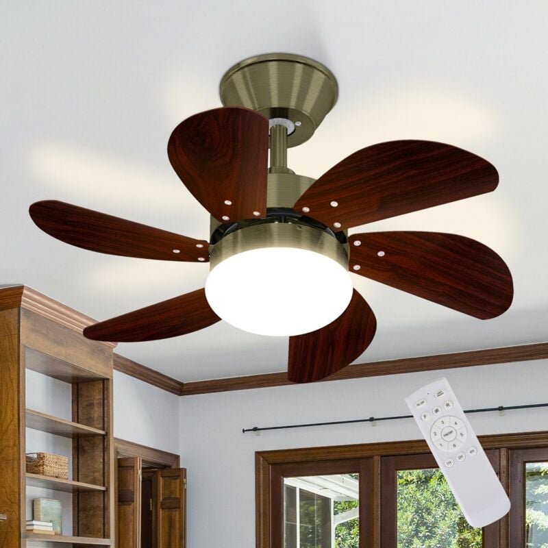 GBLY Deckenventilator Mit Beleuchtung und Fernbedienung Leise - Deckenlampe Wohnzimmer 6 Flügeln Ø75 cm Ventilator Timin...
