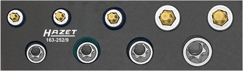 Werkzeug-Satz, torx® 163-252/9 Vierkant hohl 10 mm (3/8 Zoll) Außen to - Hazet