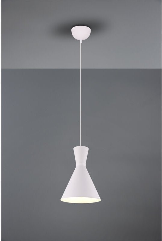 Meinewunschleuchte - led Pendelleuchte 1-flammig mit Metall Lampenschirm Weiß, ø 20cm