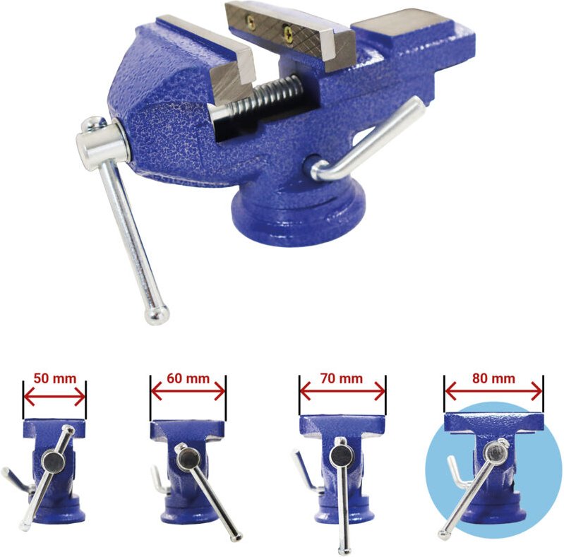 Bituxx Schraubstock Tischschraubstock Handschraubstock Werkbank Werkstatt Drehbar 360 Grad 80 mm mit Amboss und Tischkle...