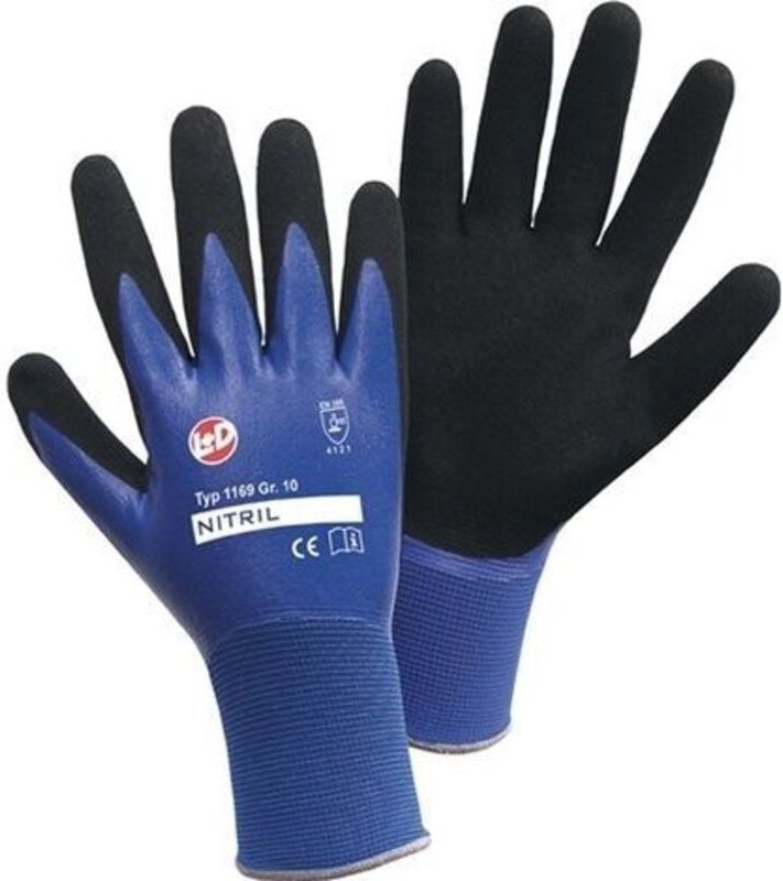 L+d - Leipold Doehle Nitril Aqua 1169-XL Nylon Arbeitshandschuh Größe (Handschuhe): 10, xl en 388:2016 c