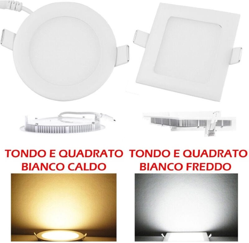 Trade Shop Traesio - Trade Shop - kit 10 led-einbauleuchten rund oder quadratisch mit flossen 6W - Rund