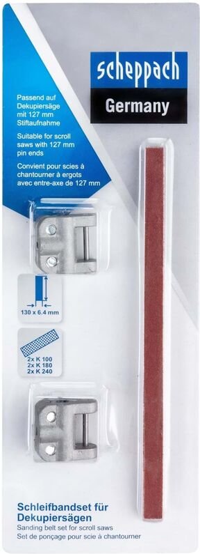 Scheppach - Schleifbandset 2x K100mm, 2x K180mm, 2x K240mm127mm für Dekupiersägen