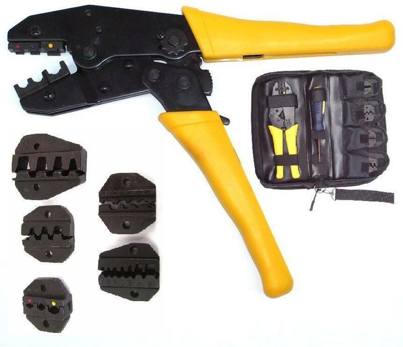 Aderendhülsen Zange 5 Einsätze in Tasche Kabelschuhe Crimpzange Presszange 55065