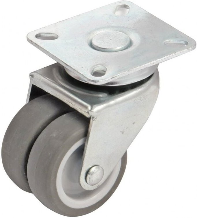 Rechteckige AVL Lenkrolle mit Platte - Doppelrad ø 50 - Tragfähigkeit 60 kg - 550303A