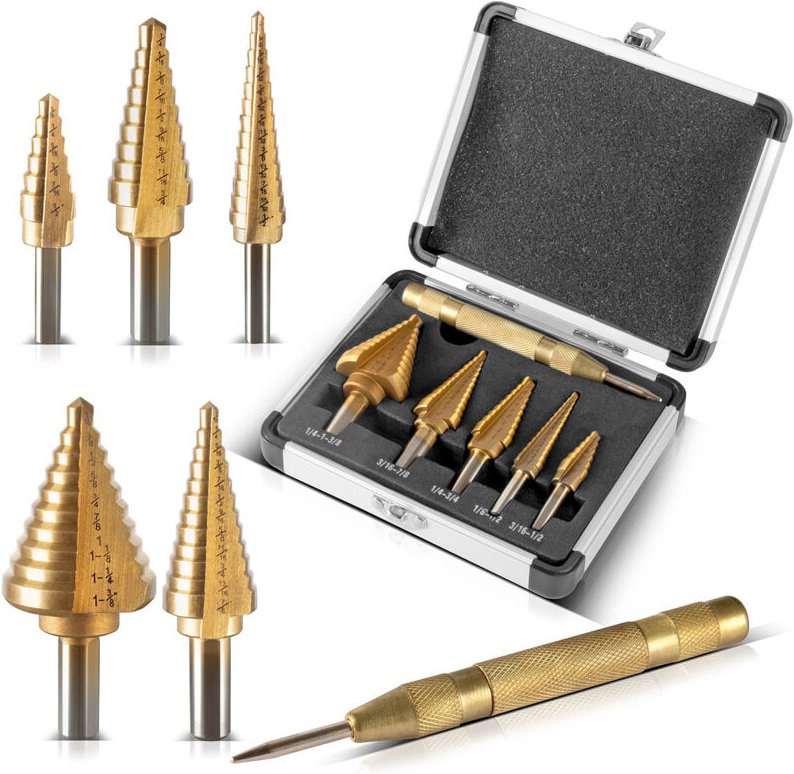 Stahlwerk - hss Stufenbohrer Set 6 Teile mit TiN-Beschichtung und Aluminiumkoffer