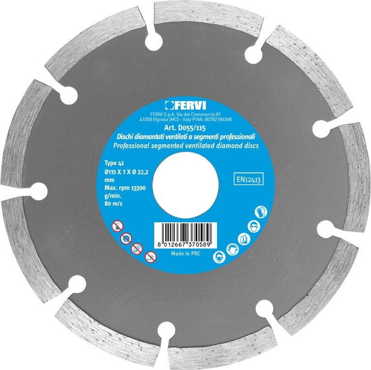 Fervi - Professionelle segmentierte Diamanttrennscheibe 180 mm d055/180