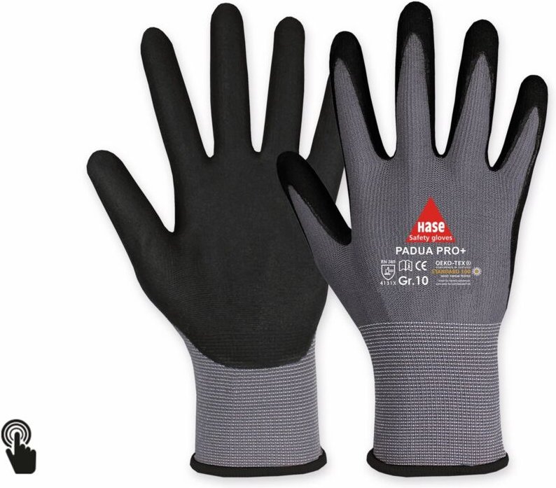 Hase Safety Gloves - Arbeitshandschuhe, Padua Pro+, EN388, en 420, Touchfähig, Größe 11