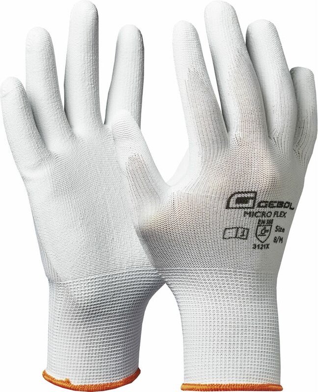 Schutzhandschuh Micro Flex Arbeitshandschuh weiß Größe 9 1 Paar - Gebol