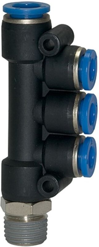 Riegler - T-Mehrfachverteiler »Blaue Serie« drehbar, r 3/8 außen, ø 1x8