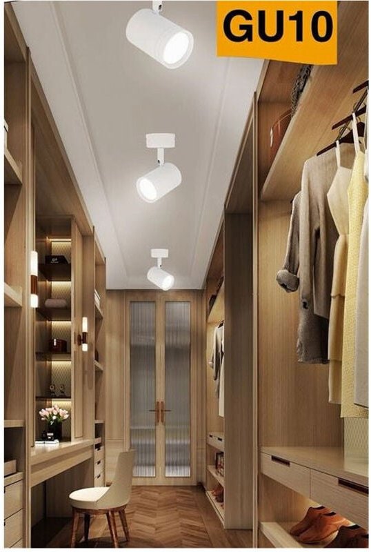 Trade Shop Traesio - Trade Shop - einstellbarer decken-wand-zylinder-projektor-spotlight-halter GU10 P28-GU10 - Weiß