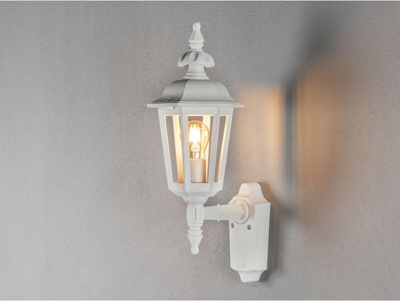 Meinewunschleuchte - led Außenwandleuchte Laterne stehend, Alu Weiß, Höhe 48cm