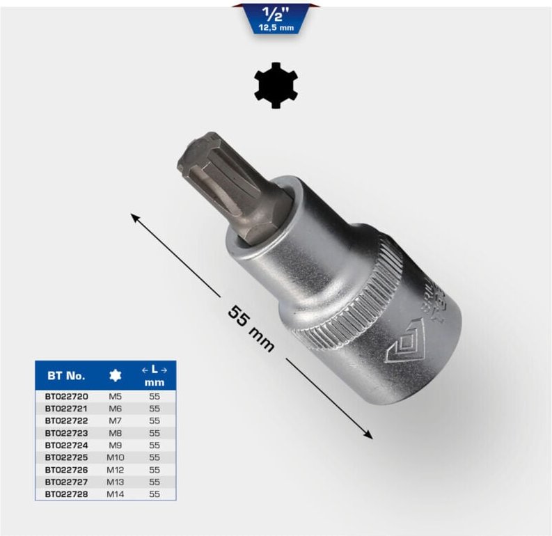 Brilliant Tools - 1/2' RIBE-Bit-Stecknuss, 55 mm lang, M10