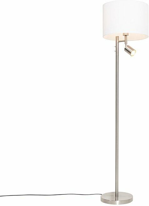 Thumbnail - Stehlampe aus Stahl mit weißem Schirm und Leselampe - Jelena