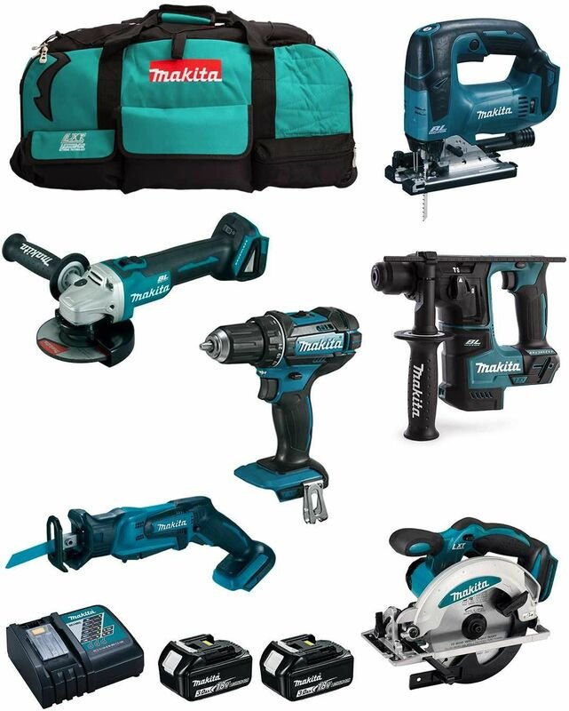 MAKITA Kit MPK18623A (DDF482 + DHR171 + DGA504 + DSS610 + DJV182 + DJR185 + 2 x 3,0 Ah + DC18RC + LXT600)