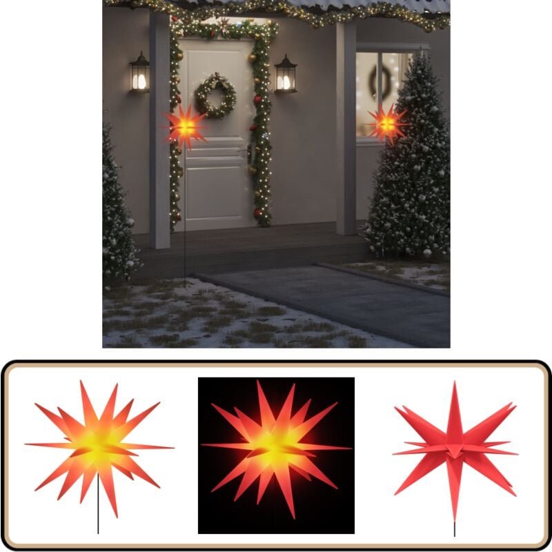 LED-Weihnachtsstern mit Erdspieß Faltbar Rot 57 cm - LED-Dekoration - Weihnachtsstern - Outdoor Beleuchtung - Indoor Bel...