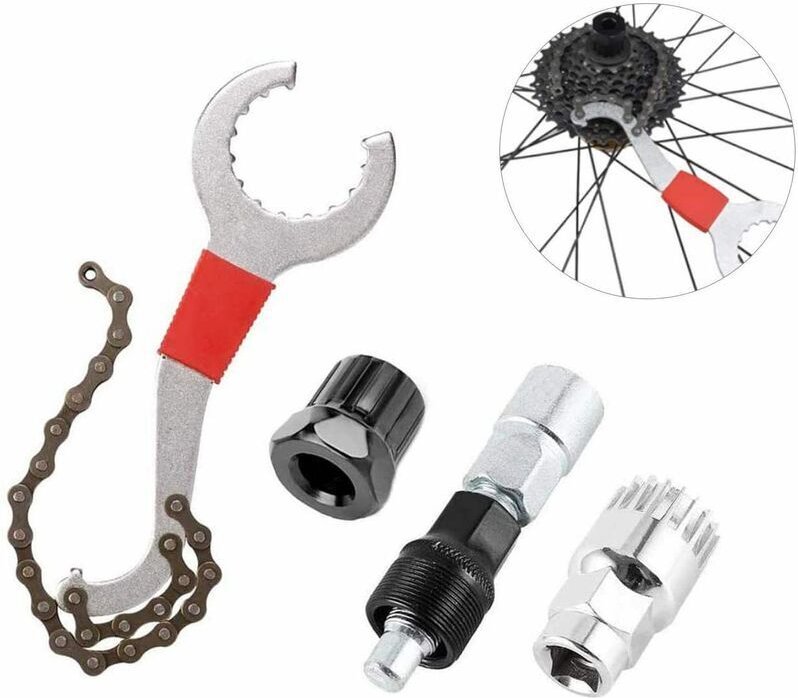 Kit d’outils de démontage de cassette de dérailleur de vélo Kit de réparation multifonction Avec fouet à chaîne Outils c...