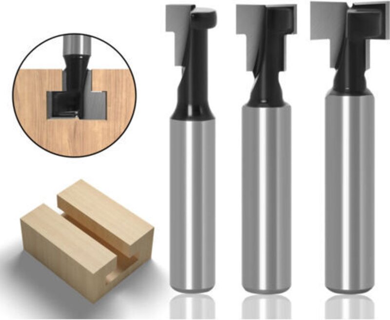 8mm T-Nutfräser, T-Nut-Fräser Formfräser, 3 Stück (9/9,52/12,7mm) Schaftfräser mit Klinge Holzfräser für Elektrowerkzeug...