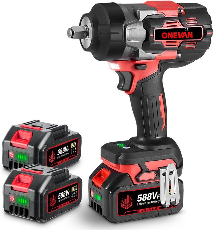 Onevan - 2100 Nm Schlagschrauber, 1/2 bürstenloser Akku-Schlagschrauber Anwendbar für große LKWs, Containerfahrzeuge mit...
