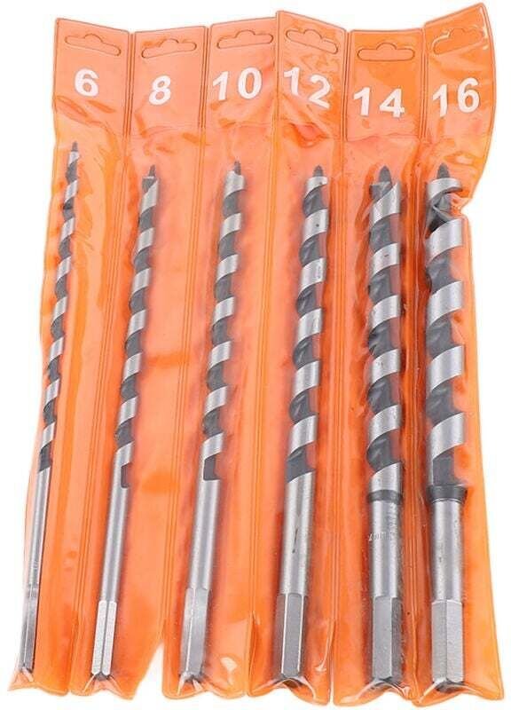 Jeu de 6 Forets à Tarière Tige Hexagonale Longue 230mm pour Travail du Bois Solide