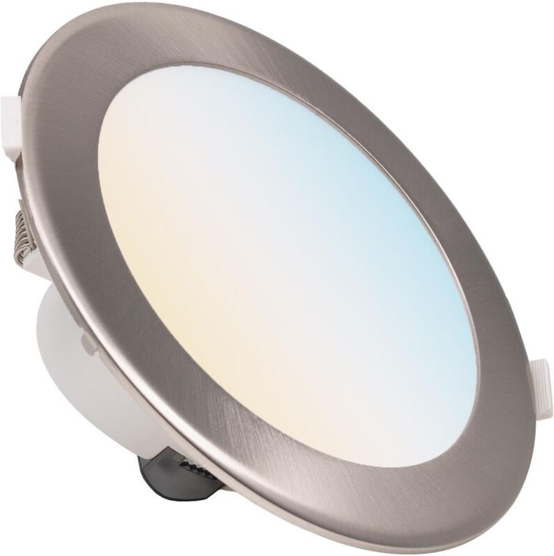 CCT LED Einbaustrahler rund silber 17W Ø174mm 90° Eisen-gebürsteter Aufsatzring