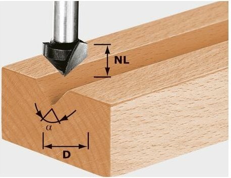 V-Nutfräser hs Schaft 8 mm hs S8 D11/9,5/60° - 490997 - Festool