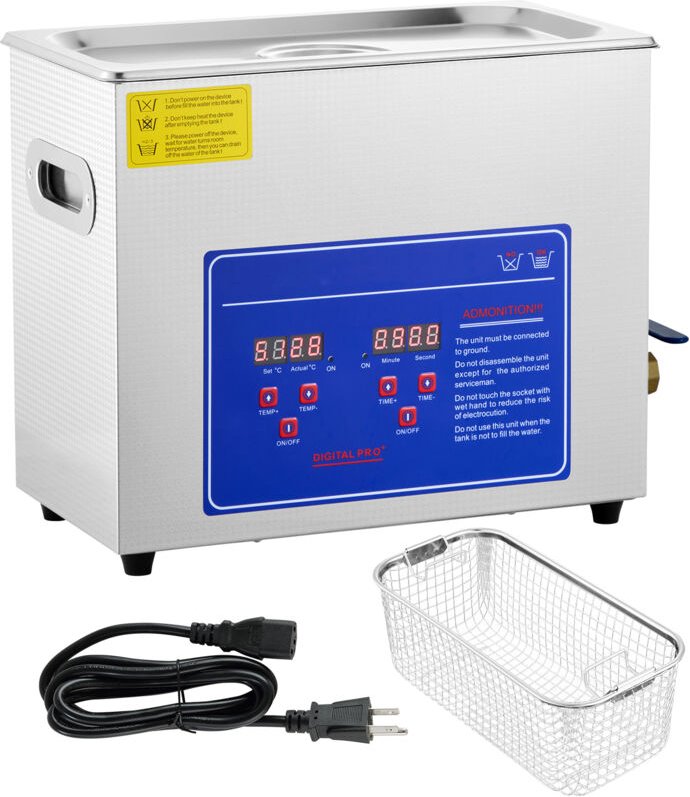 6L Professioneller Ultraschallreiniger, Digitaler Timer & Heizung, Edelstahl, 40kHz, für Schmuck, Brillen, Uhren, Ringe,...