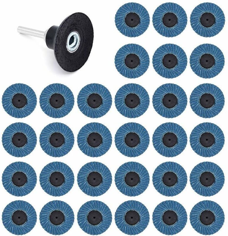 Tinor - 31 Stück 2 Zoll 50 mm Schleifscheiben Fächerscheiben 40 Körnung 60 Körnung 80 Körnung (blau)