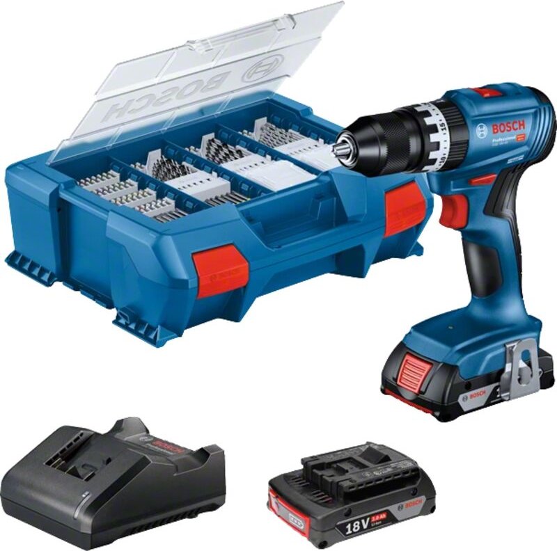 Bosch Akku-Schlagbohrschrauber gsb 18V-45, 2 Akku gba 18V 2.0Ah, Ladg. u. l-case